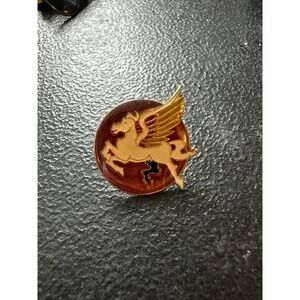 Vintage Pegasus Enamel Pin Red Gold Winged Horse